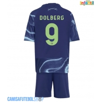 Camisa de time de futebol Ajax Kasper Dolberg #9 Replicas 2º Equipamento Infantil 2025-26 Manga Curta (+ Calças curtas)
